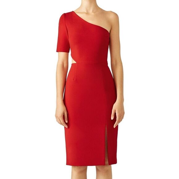 Jill Jill Stuart Red Cardinal Cutout One Shoulder Sheath Dress 2 - Picture 1 of 6